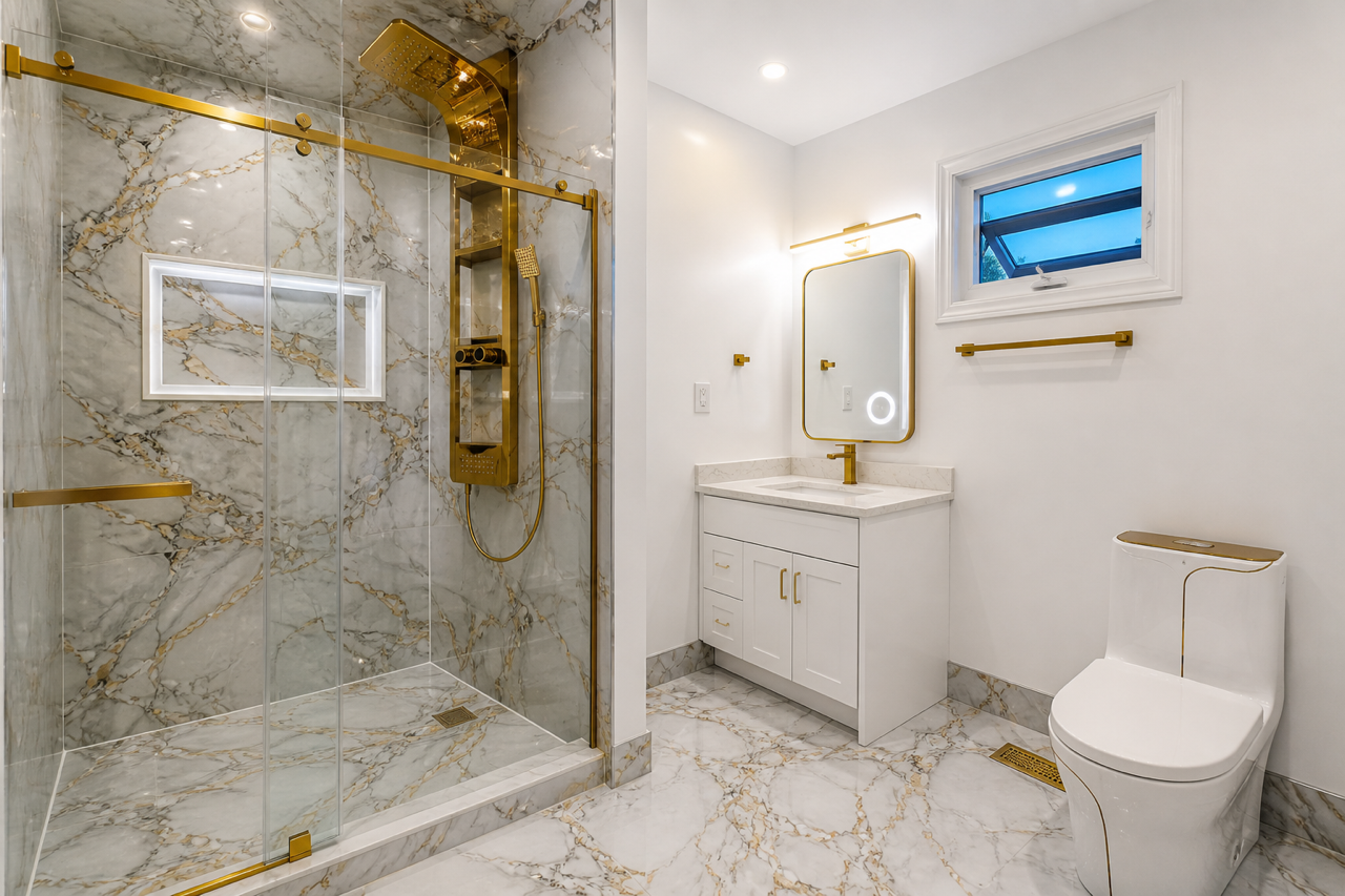 Gold Marble Bathroom Renovation